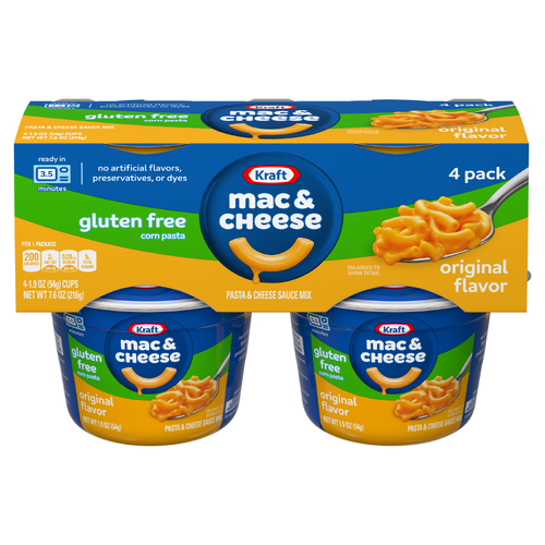Kraft Gluten Free Original Mac & Cheese Macaroni And Dinner, Pack, Cups - 1.9 Ounce