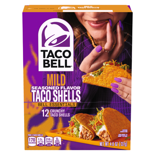 Taco Bell Mild Seasoned Flavor Crunchy Shells, Box - 12 Count