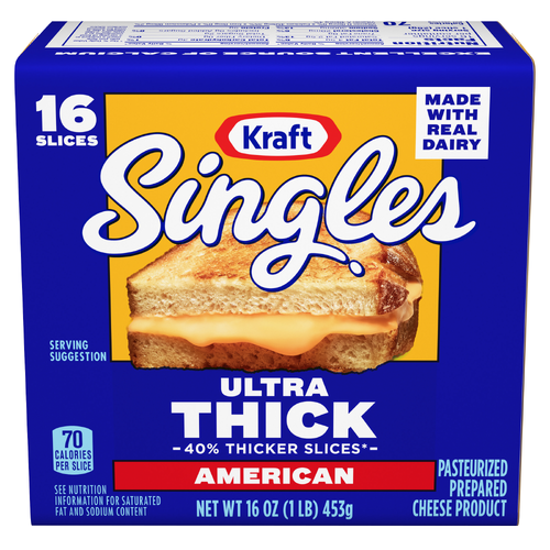 Kraft Singles Ultra Thick American Slices, Pack - 16 Ounce