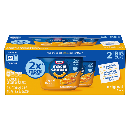 Kraft Easy Mac Original Flavor Mac & Cheese Big Cups - 8.2 Ounce Image 1 of 2
