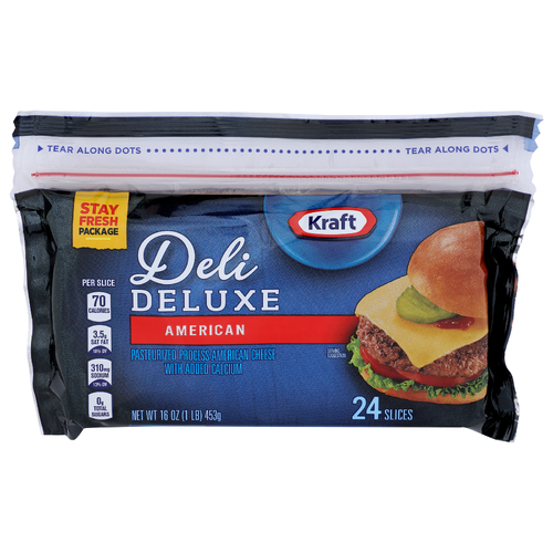 Kraft Pasteurized Process American Cheese With Added Calcium - 0.667 Ounce - 24 Count