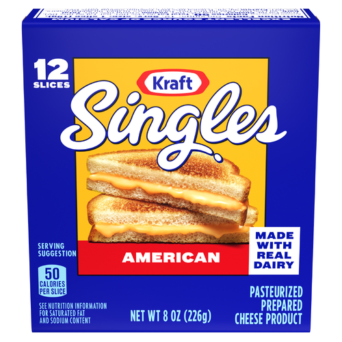 Kraft Singles American Pasteurized Prepared Cheese Product Slices, Pack - 12 Count