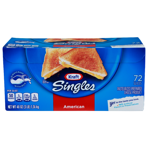 Kraft Pasteurized Prepared Cheese Product American Singles - 0.667 Ounce - 72 Count