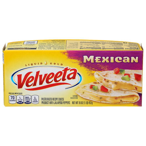 Velveeta Pasteurized Recipe Cheese Product With Jalapeño Peppers Mexican - 16 Ounce