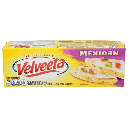 Velveeta Pasteurized Recipe Cheese Product With Jalapeño Peppers Mexican - 32 Ounce