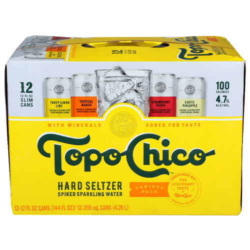 Topo Chico Tangy Lemon Lime Tropical Mango Strawberry Guava Exotic Pineapple Beer - 12 Fluid Ounce - 12 Count