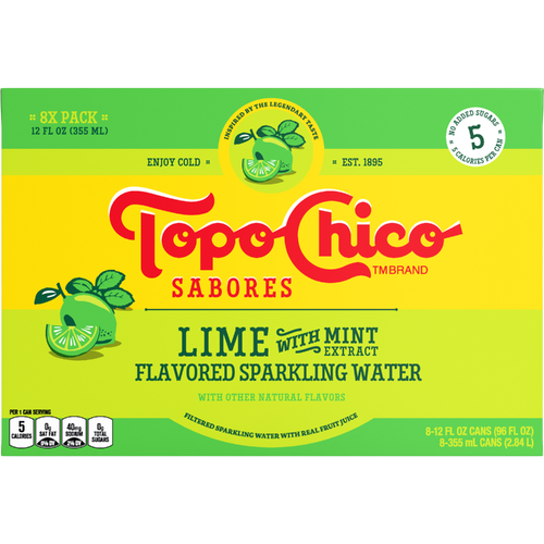 Topo Chico Lime With Mint Extract Sparkling Water Cans - 12 Fluid Ounce - 8 Count Image 1 of 2