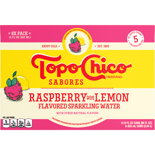 Topo Chico Raspberry With Lemon Sparkling Water Cans - 12 Fluid Ounce - 8 Count Image 1 of 2