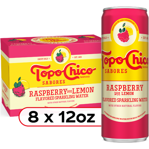 Topo Chico Raspberry With Lemon Sparkling Water Cans - 12 Fluid Ounce - 8 Count