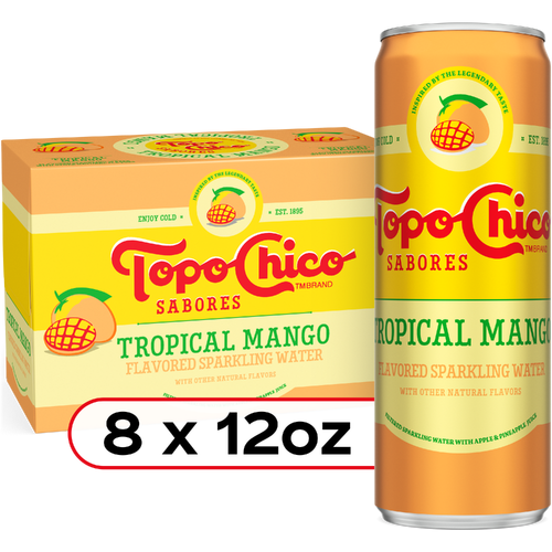 Topo Chico Tropical Mango Sparkling Water Cans - 12 Fluid Ounce - 8 Count