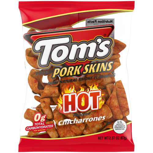 Tom's Hot Chicharrones Flavored Pork Skins - 2.37 Ounce Image 1 of 2