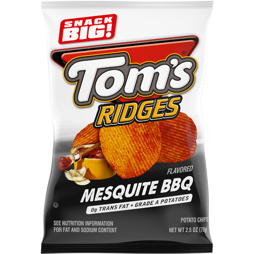 Tom's Mesquite BBQ Flavored Ridge Potato Chips - 2.5 Ounce Image 1 of 2