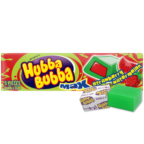 Hubba Bubba Max Strawberry Watermelon Bubble Gum - 5 Count