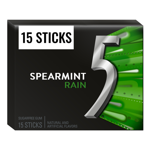 Wrigley's 5 Sugar Free Spearmint Rain Chewing Gum - 15 Count