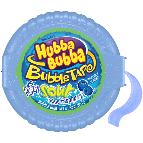 Hubba Bubba Sour Blue Raspberry Bubble Gum Tape - 2 Ounce