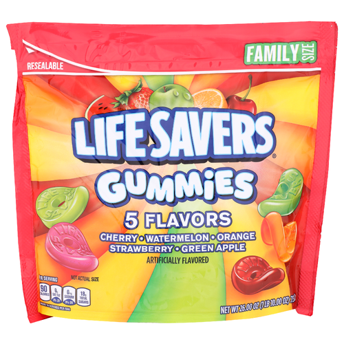 Lifesavers Cherry Watermelon Orange Strawberry Green Apple Family Size Gummies 5 Flavors - 26 Ounce