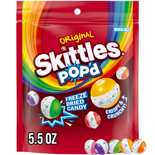 Skittles Pop'd Originals Freeze Dried Candy, Bag - 5.5 Ounce