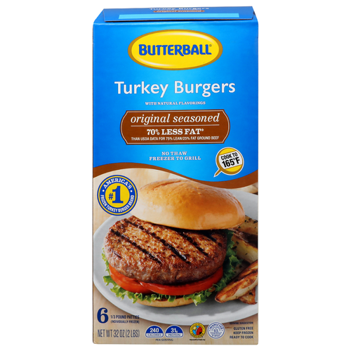 Butterball Original Seasoned Turkey Burgers - 5.333 Ounce - 6 Count