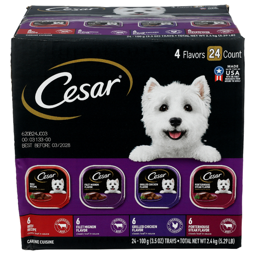 Cesar Beef & Chicken Variety Loaf In Sauce Adult Wet Dog Food Pack - 0.1 Kilogram - 24 Count Image 1 of 4