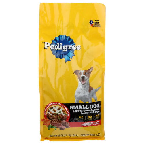 Pedigree Food For Dogs, Complete Nutrition, Grilled Steak & Vegetable Flavor, Small Dog, Adult - 56 Ounce