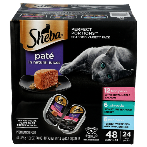 Sheba Seafood Variety Perfect Portions Wet Cat Food Pate Pack - 0.038 Kilogram - 48 Count