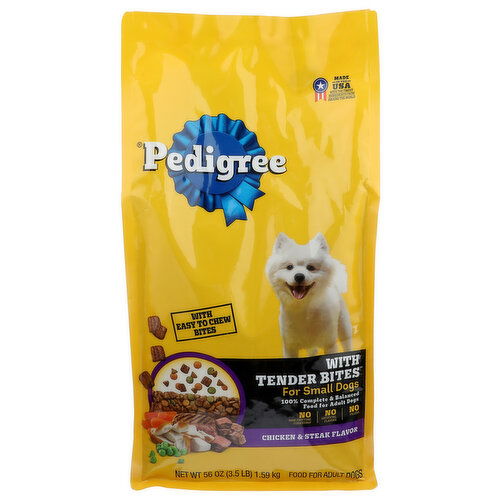Pedigree Food For Dogs, Chicken & Steak Flavor, Adult, Small - 56 Ounce