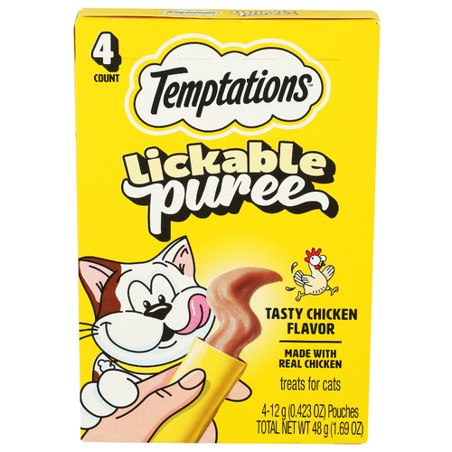 Temptations Tasty Chicken Creamy Puree Squeezable Lickable Wet Cat Treats - 12 Gram - 4 Count Image 1 of 4