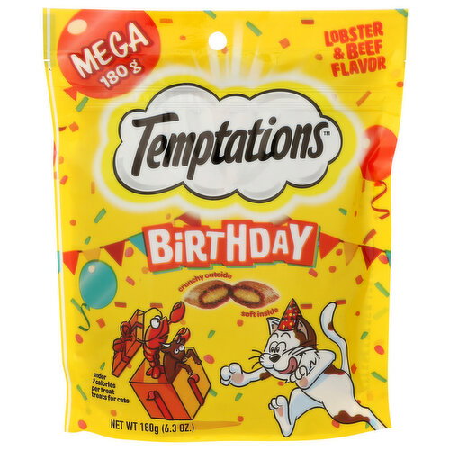 Temptations Lobster & Beef Birthday Crunchy And Soft Cat Treats - 180 Gram Image 1 of 4