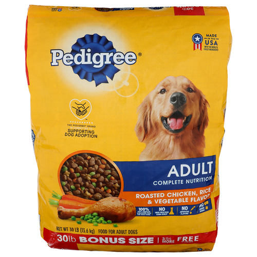 Pedigree Roasted Chicken, Rice & Vegetable Flavor Food For Adult Dogs - 30 Pound