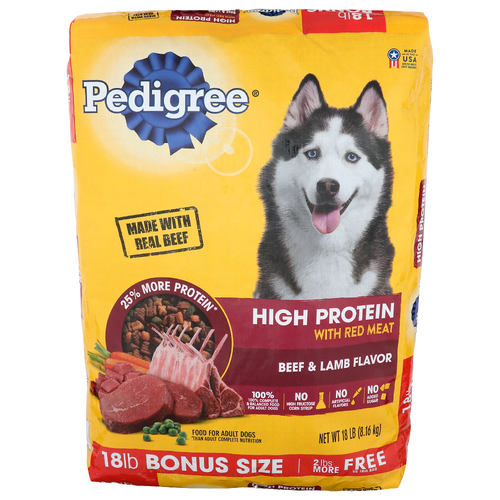 Pedigree Beef & Lamb Flavor Food For Adult Dogs - 18 Pound