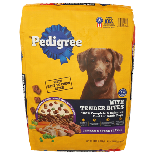 Pedigree Chicken & Steak With Tender Bites Complete Nutrition Adult Dry Dog Food - 14 Pound
