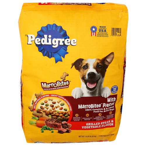 Pedigree Grilled Steak & Vegetable With Marrobites Pieces Adult Dry Dog Food - 14 Pound