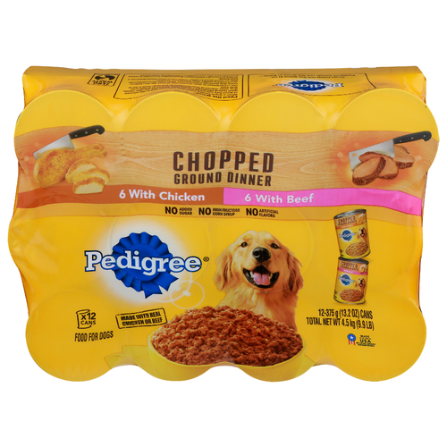 Pedigree Chicken Beef Chopped Ground Dinner Food For Dogs - 1.1 Ounce - 12 Count