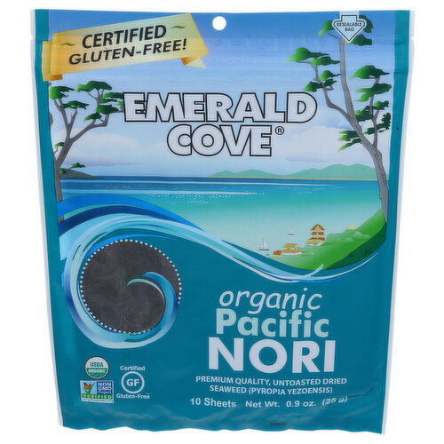 Emerald Cove Gluten Free Organic Untoasted Pacific Nori - 0.09 Ounce - 10 Count