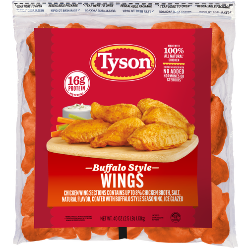 Tyson Buffalo Frozen Chicken Wings, Bag - 2.5 Pound