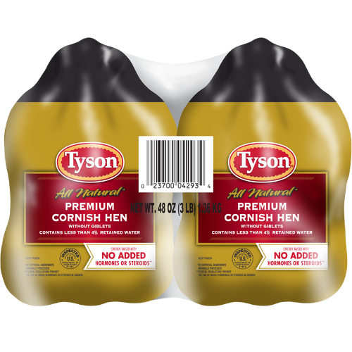 Tyson All Natural Premium Cornish Hen Twin Pack Frozen - 48 Ounce - 1 Count