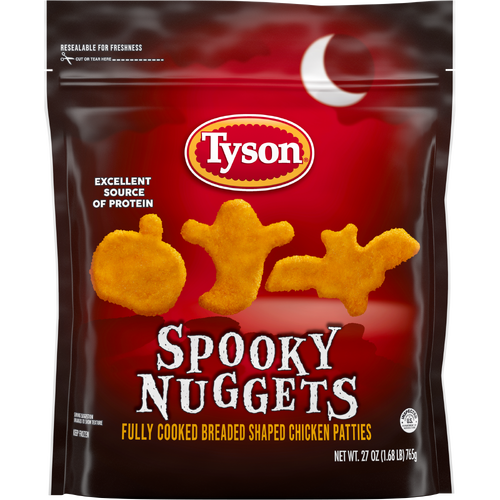 Tyson Fully Cooked Spooky Nuggets Breaded Shaped Chicken Patties, Bag - 27 Ounce
