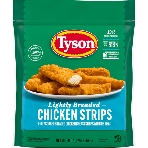 TYSON Frozen Lightly Breaded Chicken Strips - 20 Ounce