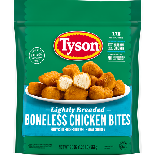 TYSON Frozen Lightly Breaded Boneless Chicken Bites - 20 Ounce