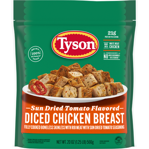Tyson Grilled And Ready Tyson Frozen Sun Dried Tomato Flavored Diced Chicken Breast - 20 Ounce