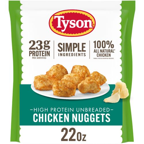 Tyson High Protein Unbreaded Simple Ingredients Chicken Nuggets - 22 Ounce