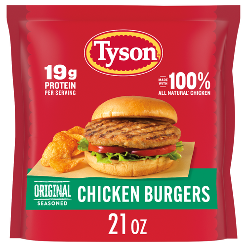 Tyson Frozen Original Seasoned Chicken Burgers - 21 Ounce Image 1 of 4