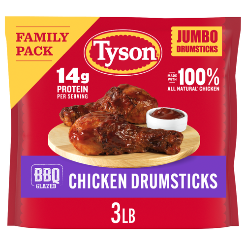 Tyson Jumbo Chicken Drumsticks BBQ Glazed Fully Cooked Family Pack - 48 Ounce