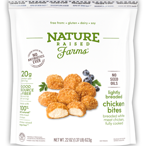 Nature Raised Lightly Breaded Chicken Bites Fully Cooked - 22 Ounce