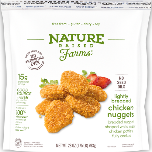 Nature Raised Lightly Breaded Chicken Nuggets Fully Cooked - 28 Ounce