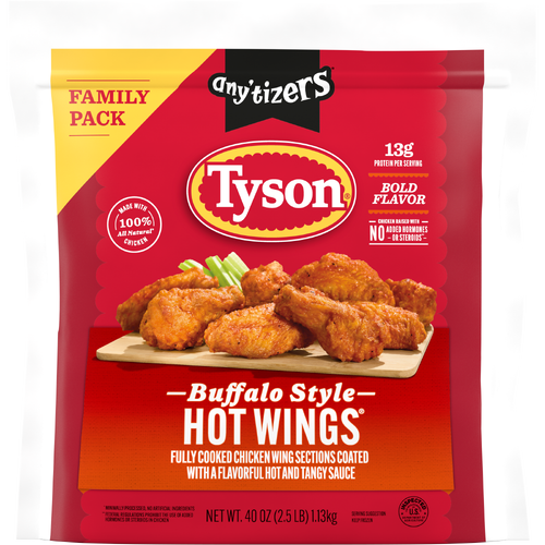 TYSON ANYTIZERS Any'tizers Frozen Buffalo Style Hot Wings Family Pack - 2.5 Pound