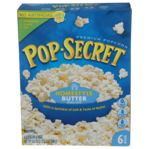 POP SECRET Popcorn Homestyle - 3.2 Ounce - 6 Count