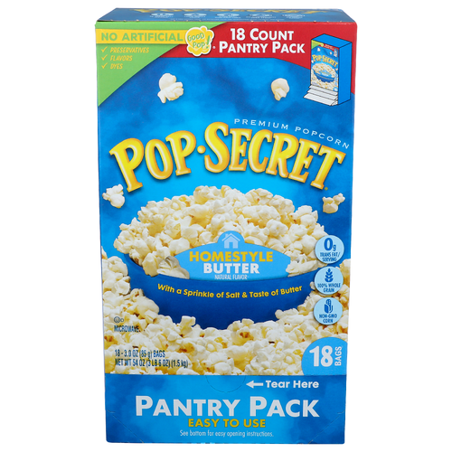 POP-SECRET Homestyle Butter Pantry Pack Premium Popcorn - 3 Ounce - 18 Count
