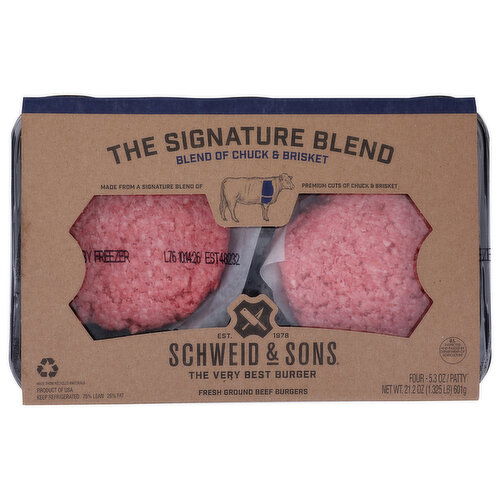 Schweid & Sons The Signature Series Chuck Brisket Patty - 5.3 Ounce - 4 Count