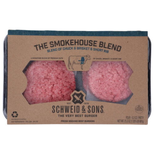 Schweid & Sons Certified Angus Beef Butchers Blend Patty - 5.3 Ounce - 4 Count